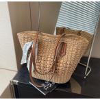 ショッピングストローバッグ かごバッグ スカーフ付き ストローバッグ レディース カゴバッグ 肩掛け トートバッグ ショルダーバック 夏 通勤通学 デイリー お出かけ カジュアル 大人 上品