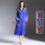 バスローブ　パジャマ　レディース　女　秋冬　前開き　ルームウエア　ナイトガウン　部屋着　寝間着　長袖　新作　柔らか　あったか