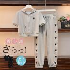 ジャージ セットアップ レディース 上下セット スウェット フード付き 部屋着 ルームウェア 半袖 パンツ トレーニング スポーツウェア カジュアル