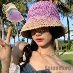 ショッピング麦わら帽子 麦わら帽子 配色ストローハット 小顔韓国