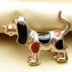 ブローチ七宝ビーグル犬マットシルバ...