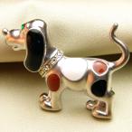 ブローチ七宝ビーグル犬マットシルバ...