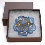 ブローチ ドイツ製 プラスチック バラ 青 大きめ ローズ ブルー