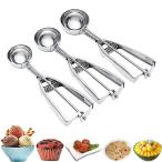 アイスクリームディッシャー 3個セット S M L ステンレス アイスクリームスプーン アイススクープ 業務用 飲食店 スプーン 小さい 料理用 キッ