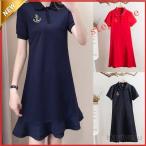  Golf одежда Polo One-piece женский спорт туника Golf One-piece длинный рубашка-поло надеты .. летний ko-te вентиляция . пот короткий рукав темно-синий 