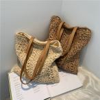 ショッピングストローバッグ トートバッグ レディース ストローバッグ 大容量 麦わらバック かごバッグ ざっくり編みバッグ リゾート 手提げバッグ  夏 肩掛けバッグ 軽量