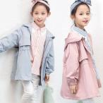 女子無地トレンチコートフード付きスプリングコート春秋トレンチコート長袖アウ...