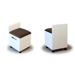 ドレッサー用椅子　箱椅子I　収納付き　キャスター付き ホワイト色 選べるファブリック 送料無料