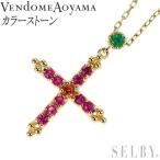 ヴァンドーム青山 K18YG オレンジサファイア ルビー エメラルド ペンダントネックレス クロス 新入荷 出品1週目 SELBY