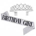  день рождения Crown рама Gold crystal Tiara день рождения party для женщина * ребенок соответствует ( серебряный цвет BIRTHDAY GIRL)