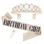  день рождения Crown рама Gold crystal Tiara день рождения party для женщина * ребенок соответствует ( золотой цвет BIRTHDAY GIRL)