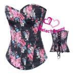 Yahoo! Yahoo!ショッピング(ヤフー ショッピング)セクシーコルセット　ビスチェ　　編み上げ　ショーツ　花柄　ウェディング　セクシー下着 2767黒（2767hei）