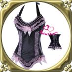 Yahoo! Yahoo!ショッピング(ヤフー ショッピング)コルセット　編み上げ くびれ  黒　ブラック ピンクリボン ゴスロリ s1552（s1552-2781）