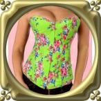 Yahoo! Yahoo!ショッピング(ヤフー ショッピング)セクシーコルセット　ビスチェ　フロントホック　黄緑　花柄　編み上げ　セクシー下着 s1644（s1644-2817）