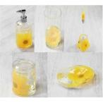 サニタリーグッズ/洗面所用具 〔ひまわり柄5点セット〕 ソープディッシュ/歯ブラシスタンド等 アクリル/造花