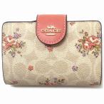 コーチ 財布 COACH アウトレット シグネチャー キャンバス ミディアム コーナー ジップ ウォレット フローラル プリント 花柄 二つ折り財布 CAO99 IMSAS