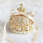 ジュエリーボックス リボン付き！クラウン トゥインクルスター リングピロー付き 星座 王冠の置物 ゴールド EX5881