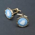  Wedgwood jasper ( бледный голубой ) парусное судно кафф links ( круглый )
