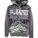 エドハーディー ED HARDY メンズフルジップパーカ チャコール Mサイズ M08CSP091 新品