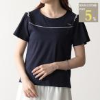 CHLOE クロエ トップス 装飾入り Tシャツ C20115 CHC24SB20115 レディース キッズ NAVY ネイビー シンプル 半袖 コットン ロゴ カジュアル 人気