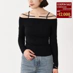 JACQUEMUS ジャックムス Tシャツ トップス カットソー シエラ LE T-SHIRT SIERR 233JS165 レディース ブラック オフショルダー ロゴチャーム 長袖 シアー 春 夏