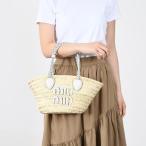 MIU MIU ミュウミュウ かごバッグ ハンドバッグ ショルダーバッグ ロゴ 5BG273 2DDH レディース ホワイト NATURAL 春夏 人気 ギフト おすすめ
