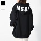 MSGM エムエスジーエム BACK HOOD ロゴ パーカー スウェット トレーナー レディース ブラック クリーム コットン 2000MDM5352 トップス ギフト プレゼント