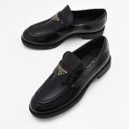 PRADA プラダ フラットシューズ ナッパレザー バレリーナ 1F794N 038 レディース ブラック 羊皮 ラムレザー ストラップ トライアングルロゴ ラウンドトゥ