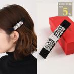 FERRAGAMO フェラガモ ヘアアクセサリー ヴァラ リボン バレッタ クリスタル 347582 レディース ブラック ロゴ エレガント オケージョン ヘアクリップ