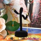 Yahoo! Yahoo!ショッピング(ヤフー ショッピング)ストレートピアス　琥珀色　スクエアジュエリー　ロングピアス　シルバー色台　お揃いになるネックレスがあるピアス