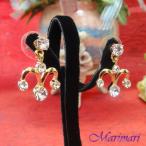 Yahoo! Yahoo!ショッピング(ヤフー ショッピング)シャンデリア型パーティーピアス波打つ形も愛らしい輝くクリスタルラインストーンゴールド色台お揃いになるネックレスがあるピアスFFF