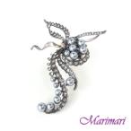 ゴシック調 ビッグブローチ　パール流線型アクセサリー　ブラックパール　お揃いになるピアスがあるブローチ