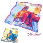 訳あり シルクスカーフ　ロジーナ　猫 ネッカチーフサイズ約50cm 正方形 アート作品