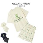 ジェラートピケ オム 接触冷感 ワニプリントTシャツ&ハーフパンツセット phct252912set phcp252913 ジェラピケ メンズ 上下セット GELATO PIQUE HOMME