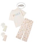 ジェラートピケ ドーナツベア柄ワンポイントTシャツ&ロングパンツセット pwcp252277set pwct252275 ジェラピケ ルームウェア パジャマ 部屋着 上下セット