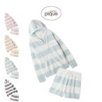 ジェラートピケ スムーズィー2ボーダーパーカー&ショートパンツ pwnp261006set pwnt261005 ジェラピケ ルームウェア 部屋着 上下セット gelato pique