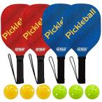 GSEゲーム&amp;スポーツデラックス木製Pickleballバンドルセット。Includes 4木製Pickleball Paddles、6インドアPi