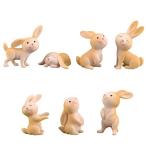 STUDYY 7ピース かわいいミニチュアウサギのフィギュア 動物ウサギキャラクター おもちゃ ミニフィギュアコレクション プレイセット 並行輸入