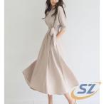 シャツワンピース レディース 大人 韓国風 40代 きれいめ ラップワンピース シェンヘン 半袖ワンピース Vネック aラインスカート オシャレ OL 30代 50代 通勤
