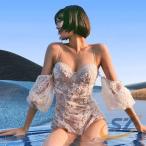 水着 レース オールインワン 高見え セクシー レディース おしゃれ プール みずぎ シェンヘン 海外旅行 夏休み 体型カバー 大人 可愛い 着痩せ 着回し 通勤