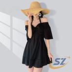 水着 ワンピース 2way セクシー Vネック レディース おしゃれ 大人 可愛い 体型カバー シェンヘン 着痩せ プール みずぎ ママ水着 シンプル 着回し 通勤
