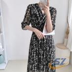 花柄 フレアワンピース春夏カシュクール風【ゆうパケット可】ポイント利用 着回し 体型カバー きれいめ シェンヘン おしゃれ 快適 普段着 通勤通学