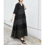 SHIPS / シップス 【WEB限定】〈手洗い可能〉Fanaka:クリンクル 袖 フレア ロング ワンピース