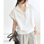 SHIPS / シップス quaranciel:〈洗濯機可能〉ライト ポンチ ハーフジップ フレンチスリーブ TEE