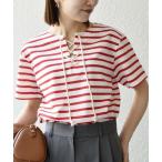 SHIPS / シップス SHIPS any:〈洗濯機可能〉マリンボーダー レースアップ ショートスリーブ TEE