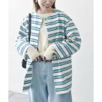 SHIPS / シップス SHIPS any:キャンバス ボーダー コクーン ノーカラー コート