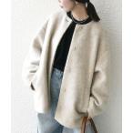 SHIPS / シップス SHIPS any: シャギー ノーカラー コクーン コート