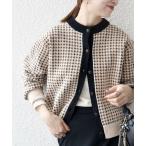 ショッピング柄 SHIPS / シップス 《一部追加予約》SHIPS any:〈手洗い可能〉モールヤーン クルーネック 千鳥柄 カーディガン