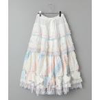PINK HOUSE / ピンクハウス 星形ワッペン付き配色フリルスカート