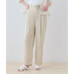 ショッピングサッシュベルト INDIVI / インディヴィ 【洗える／UVケア／サッシュベルト付】ストライプ柄サテンテーパードパンツ